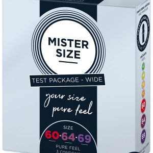 Prezervative MISTER SIZE, ultra subtiri, 3 marimi diferite 60, 64 si 69 mm, 1 cutie x 3 buc