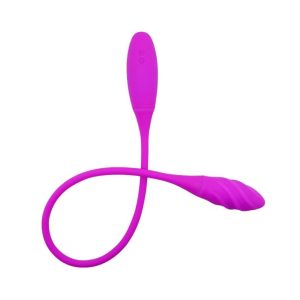 Vibrator dublu Pretty Love - Snaky, flexibil, cu 7 funcții de vibrație, din silicon, USB reîncărcabil, fucsia