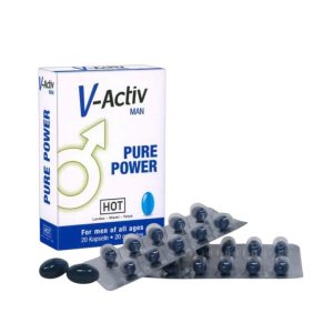Supliment alimentar pentru bărbați Hot - V-Activ Caps, susține erecția, energia și rezistența sexuală, 20 buc