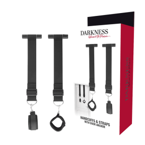 Cătușe pentru ușă Darkness – Bondage Door Handcuffs, din neopren și nylon, pentru imobilizare erotică și control dominant