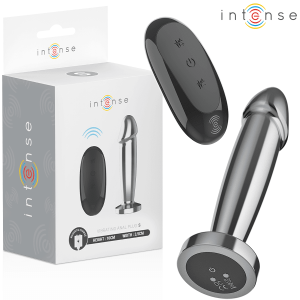 Plug anal cu vibrații INTENSE – Metal Dildo cu telecomandă, 10 moduri, aluminiu, mărime S, 10 cm
