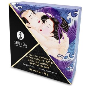 Sare de baie Shunga – Exotic Purple, cu aromă fructată, parfumată, pentru relaxare și stimulare senzuală, 75 g